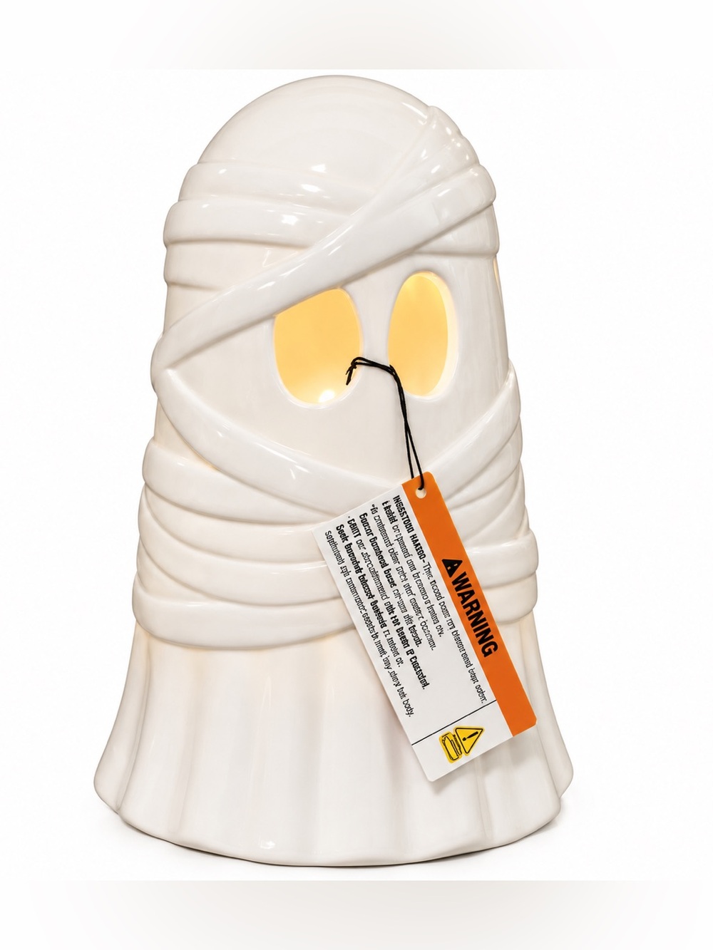 Goblin & Ghoul 10in LED Ceramic Mummy Ghost Lighted Halloween Decor NWT